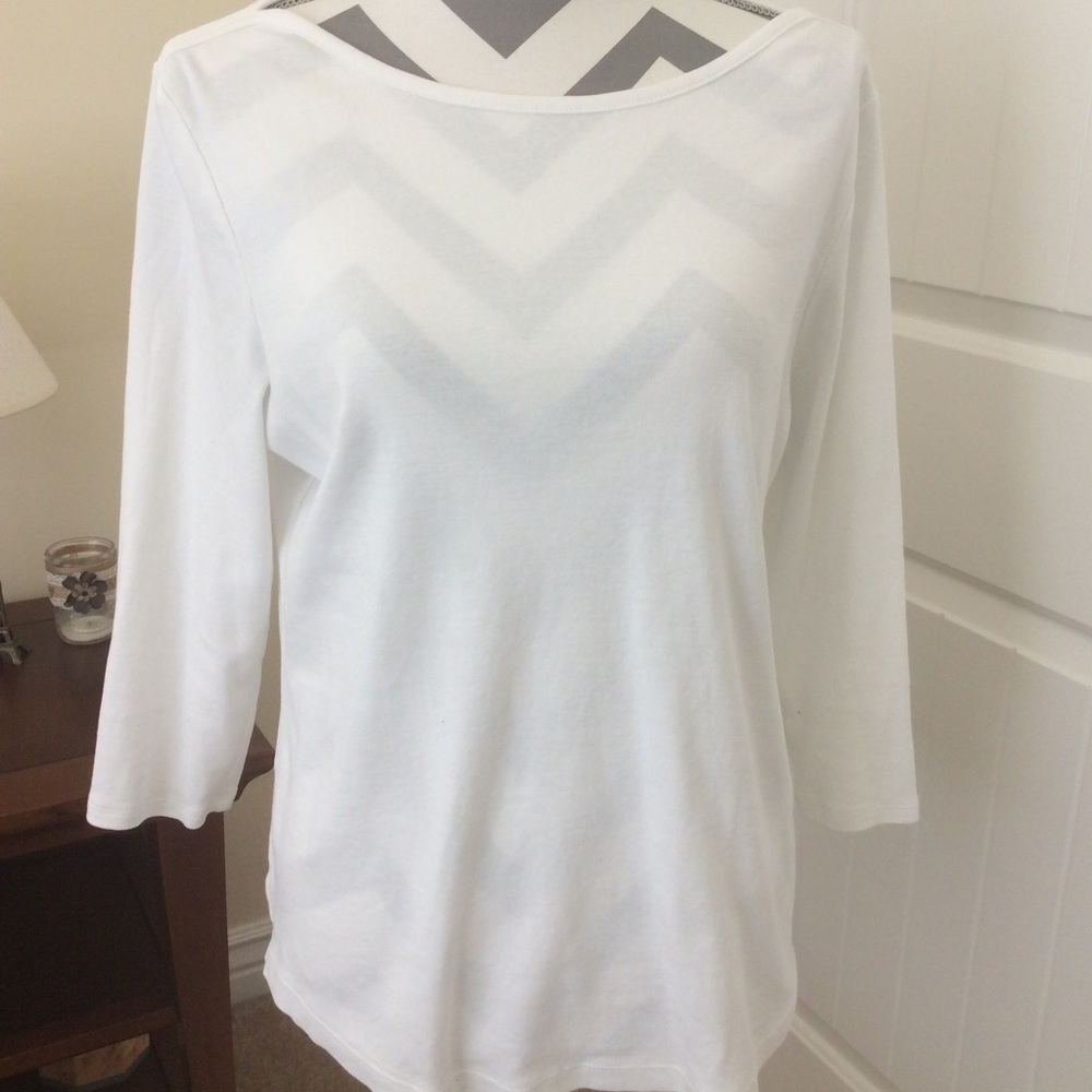 Chicos white cotton 3/4 sleeve tee